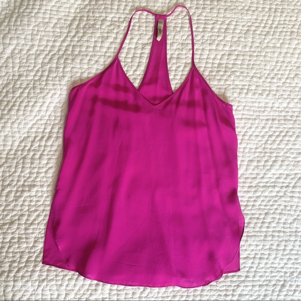 Rory Beca Silk Camisole racer back cut, fuchsia
